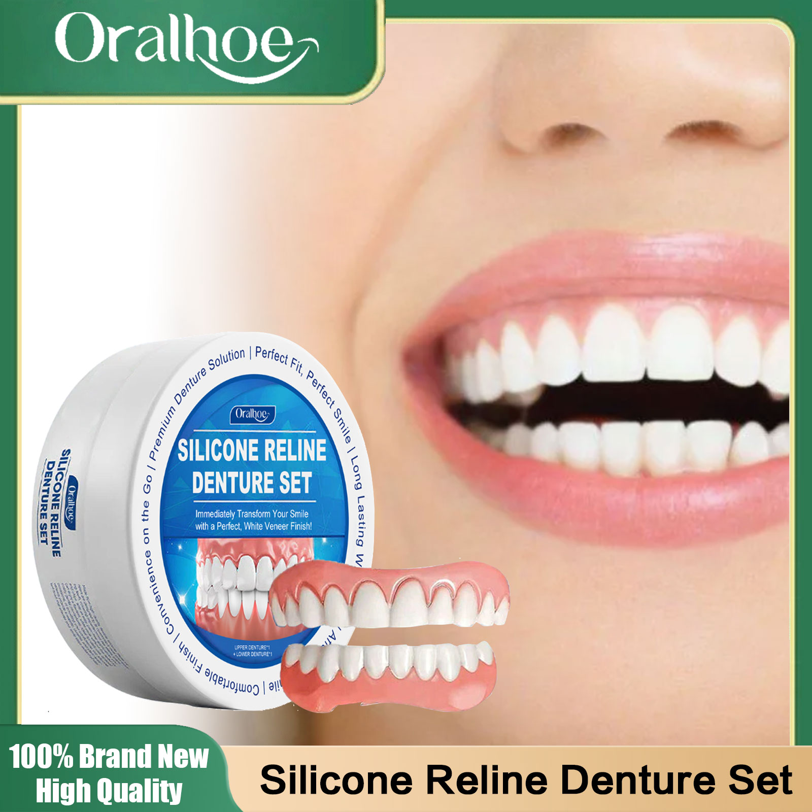 Teeth Whitening Mask - Weiche Silikon-Zahnprothesen für Ober- und Unterkiefer,