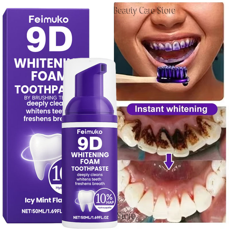 Teeth Whitening Treatment - 9D Lila Zahnaufhellungs-Zahnpasta Mousse Intensiver Fleckenentferner