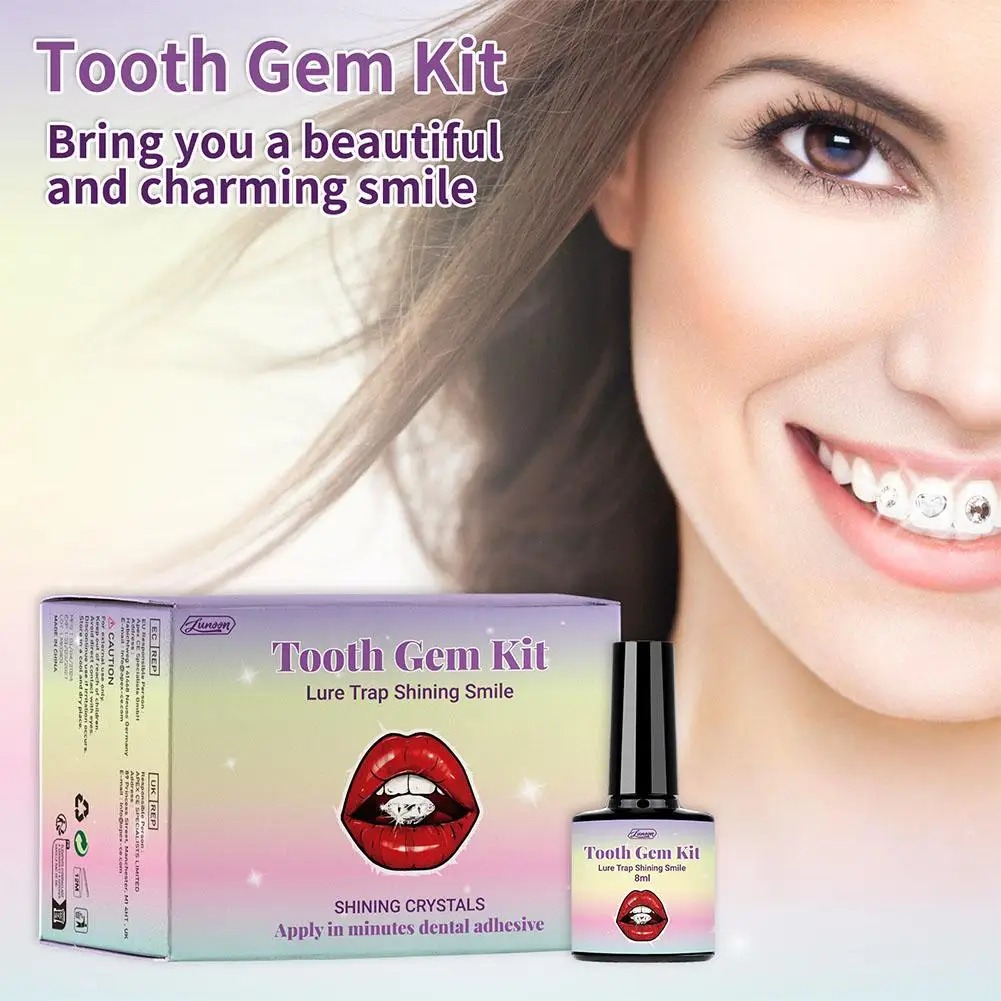 Tooth Gem Kit - DIY Zahnschmuck-Set: Transparente Edelstein-Schmuckdekoration mit Klebstoffen
