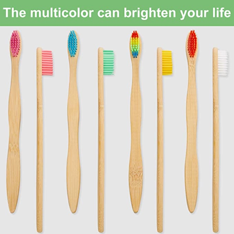 Teeth Whitening Logo - 50/100 Stück Bunte Natürliche Bambus-Zahnbürsten-Set Zahnaufhellung