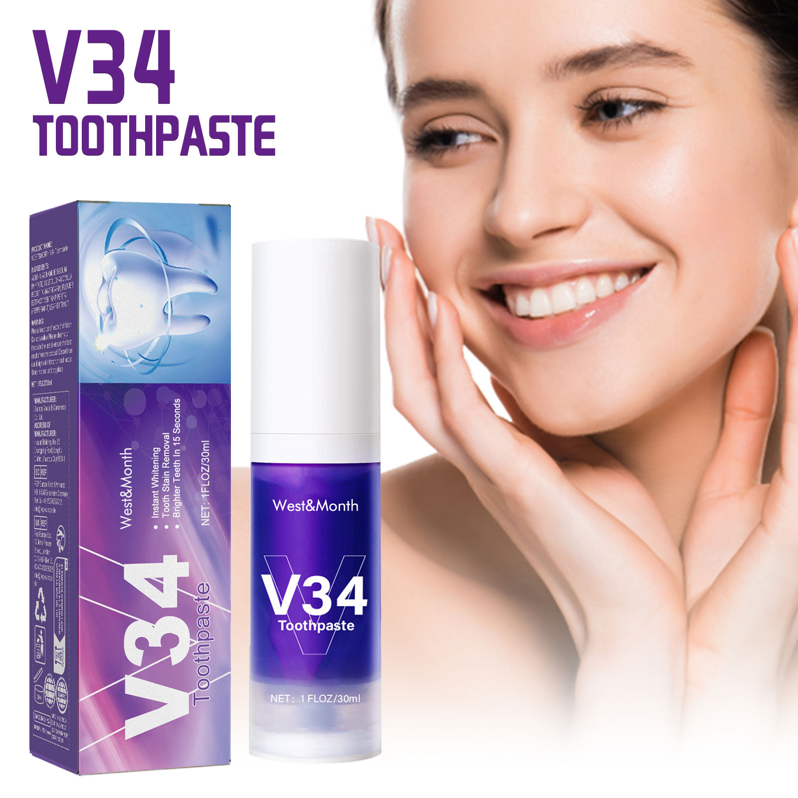 V34 Lila Zahnpasta-Reinigungsm – Teeth Whitening Crest Bewertung und Preis